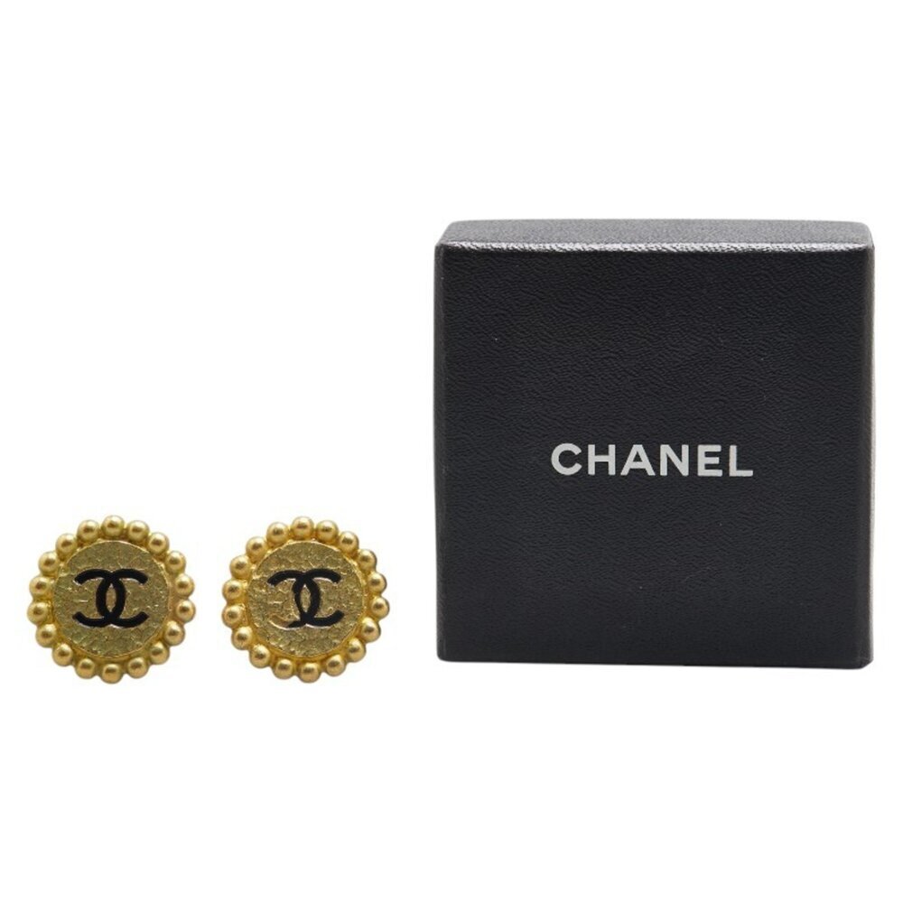 CHANEL Authentic Gold Logo Earrings - Picture 4 of 4